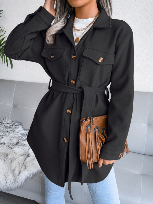 Alva | Manteau Épais à Boutons pour Femme avec Ceinture