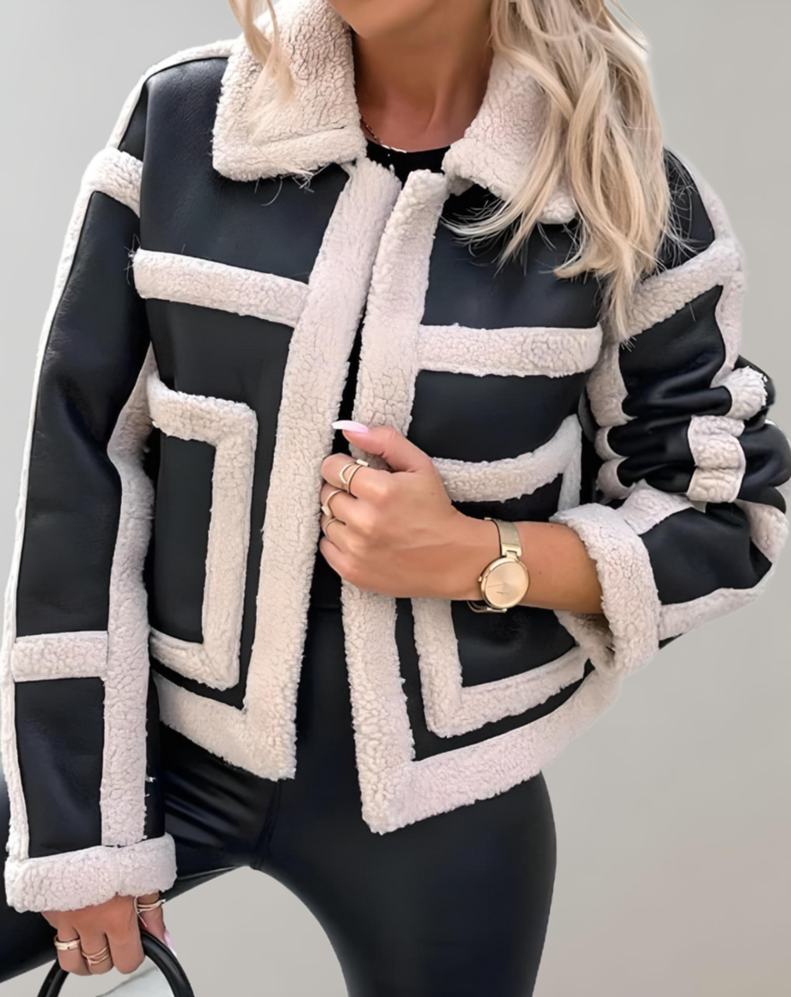 Eva - Manteau d'hiver épais avec col et doublure en polaire et ouverture sur le devant
