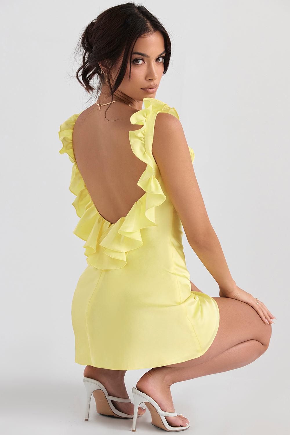 Robe mini en satin à volants - Élégante et féminine - Projet Paris - Tissu doux
