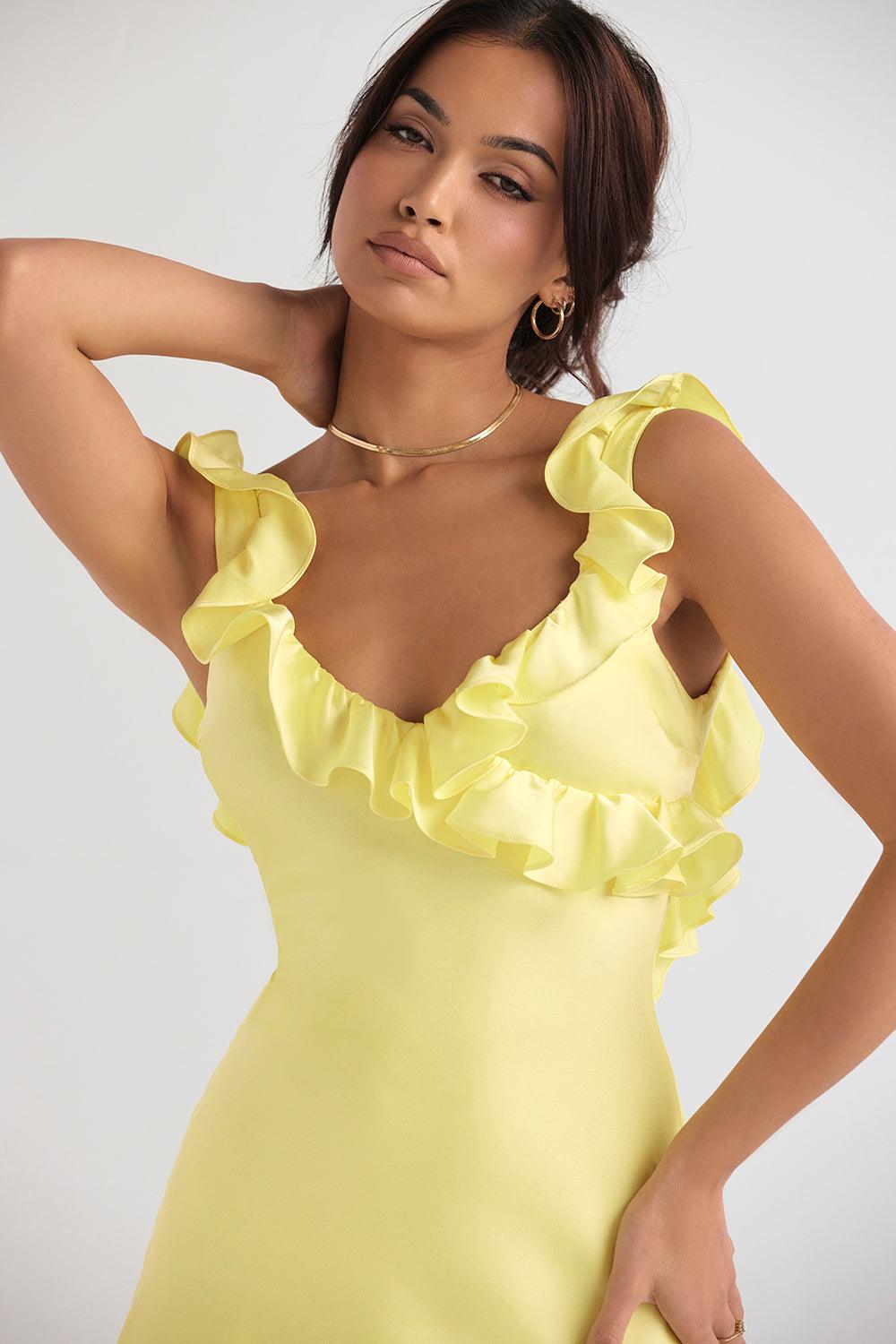 Robe mini en satin à volants - Élégante et féminine - Projet Paris - Tissu doux