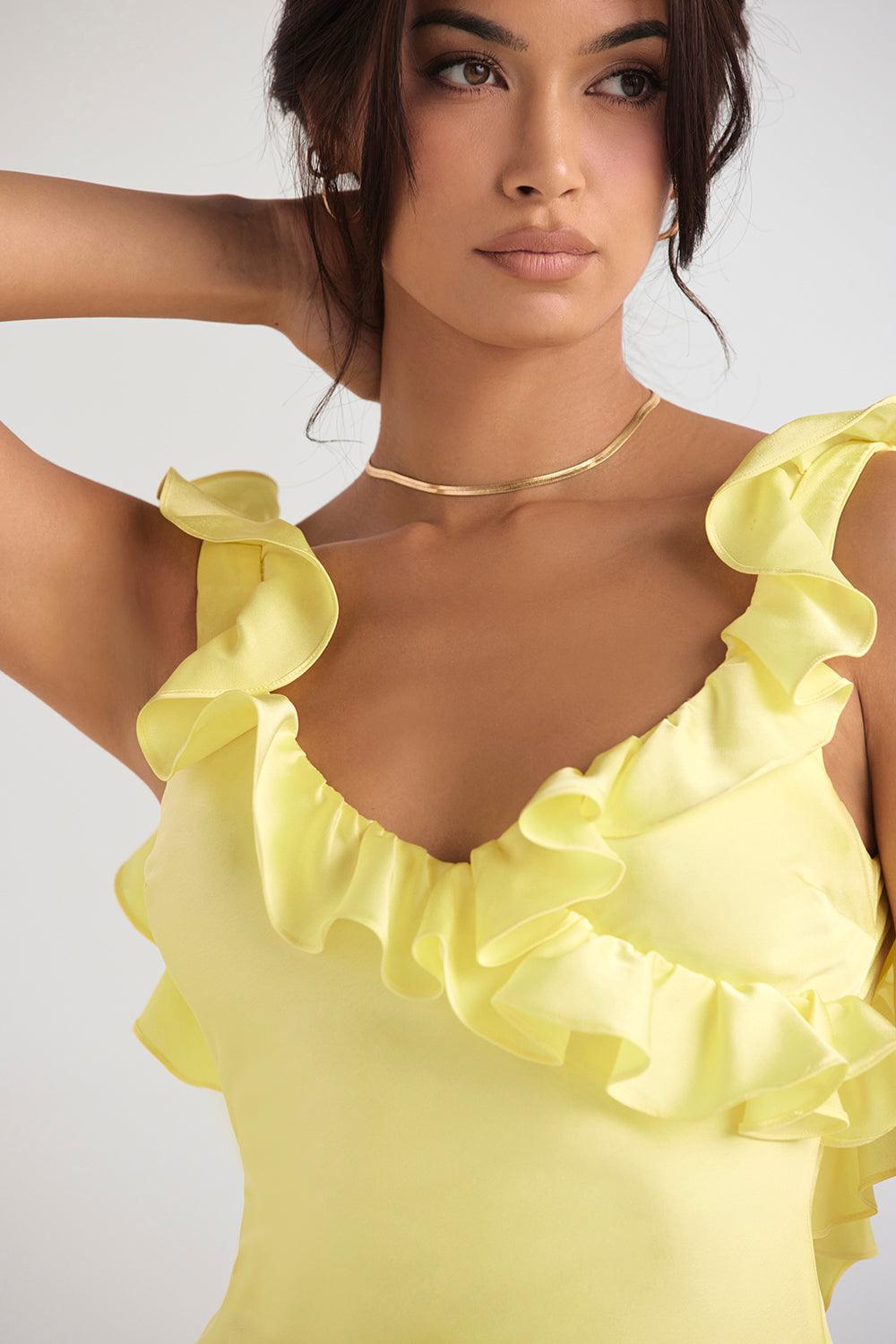 Robe mini en satin à volants - Élégante et féminine - Projet Paris - Tissu doux