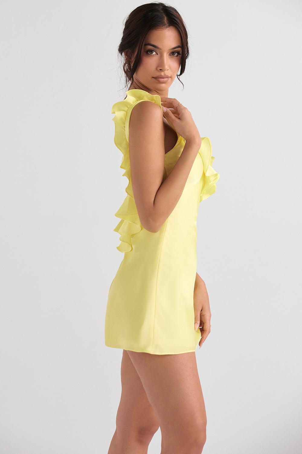 Robe mini en satin à volants - Élégante et féminine - Projet Paris - Tissu doux