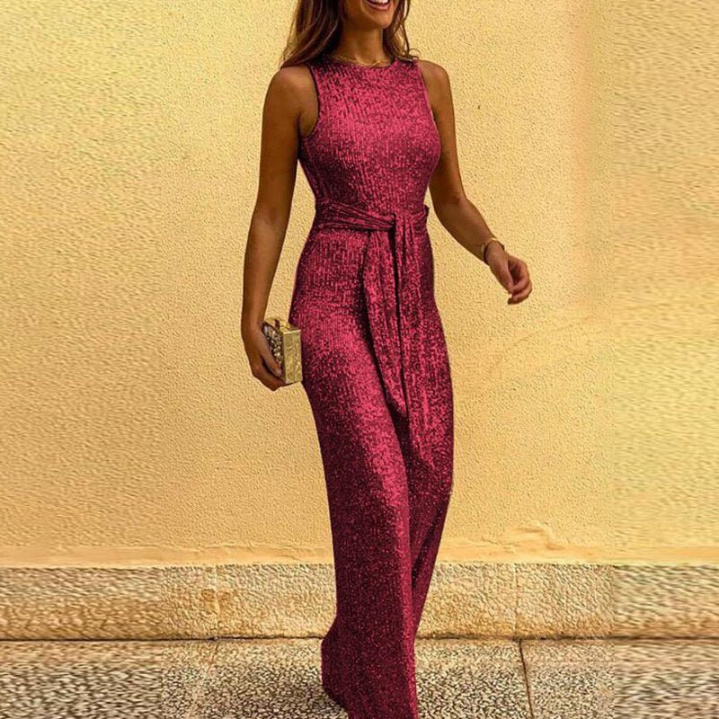 Jumpsuit scintillant uni - Élégance et glamour en toute occasion - Projet Paris - Idéal pour les soirées et événements