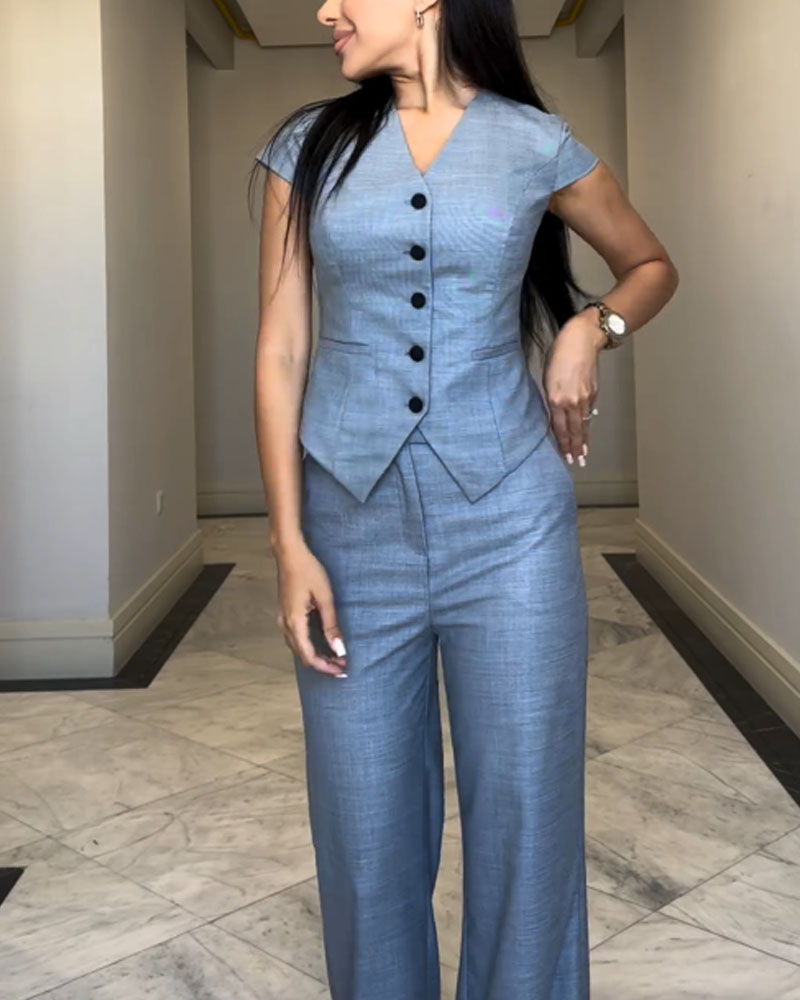 Laura | Ensemble chemisier et pantalon en lin