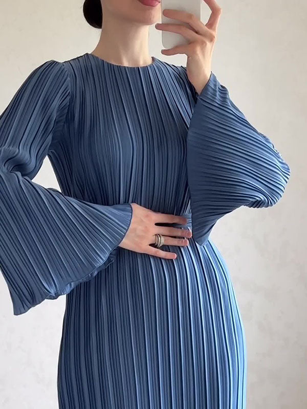 Robe maxi à manches évasées et plis - Élégance et fluidité - Projet Paris