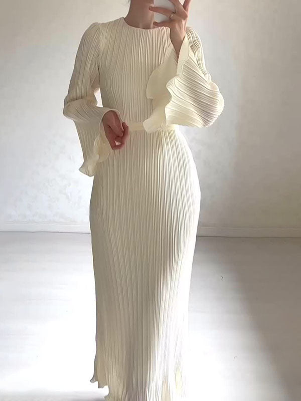 Robe maxi à manches évasées et plis - Élégance et fluidité - Projet Paris