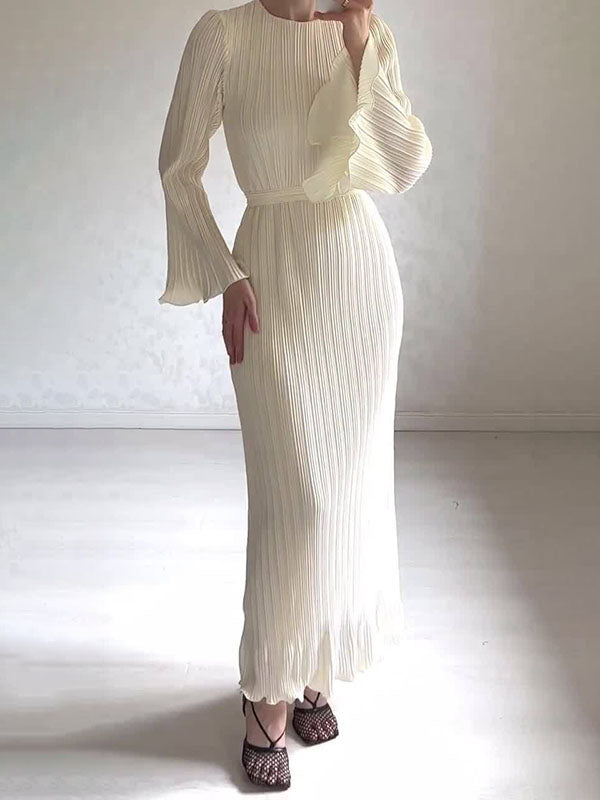 Robe maxi à manches évasées et plis - Élégance et fluidité - Projet Paris