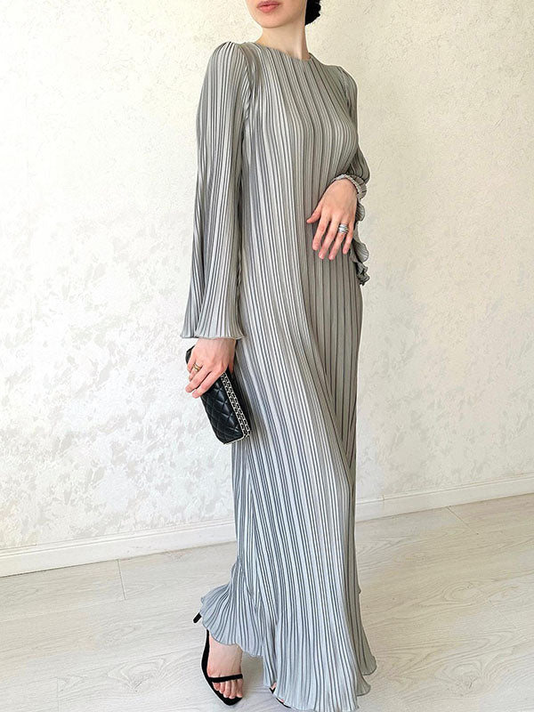 Robe maxi à manches évasées et plis - Élégance et fluidité - Projet Paris