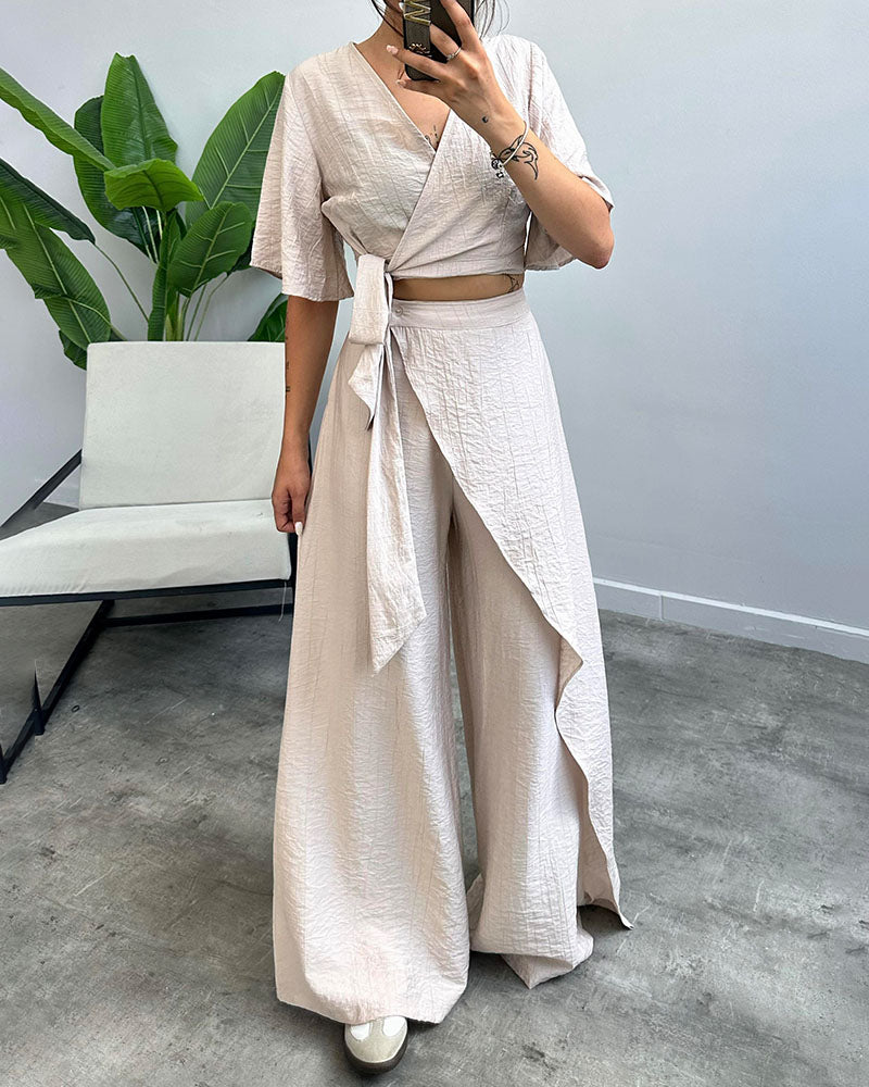 Ensemble chic avec taille cintrée et lacets - Set élégant à deux pièces - Projet Paris