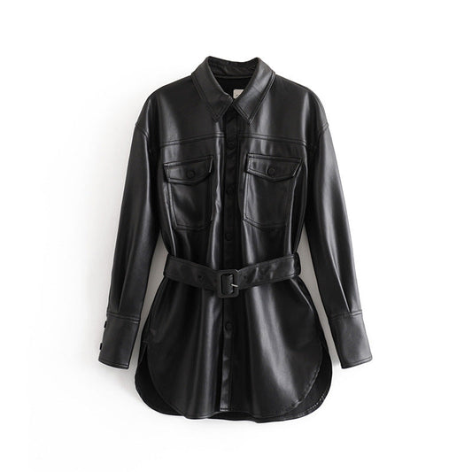 Loren - Trench-coat en cuir pour femme