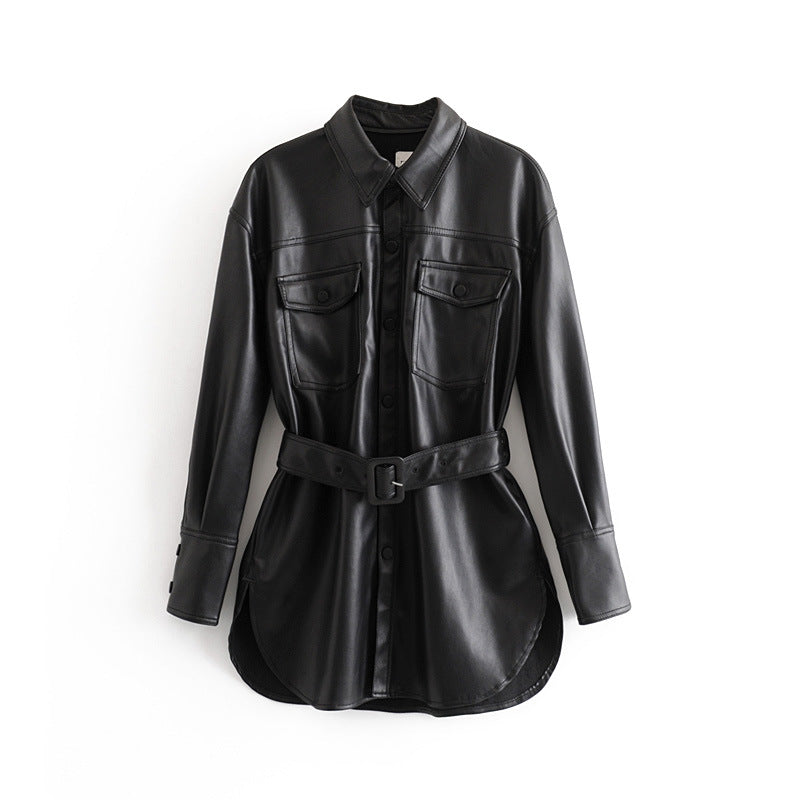 Loren - Trench-coat en cuir pour femme