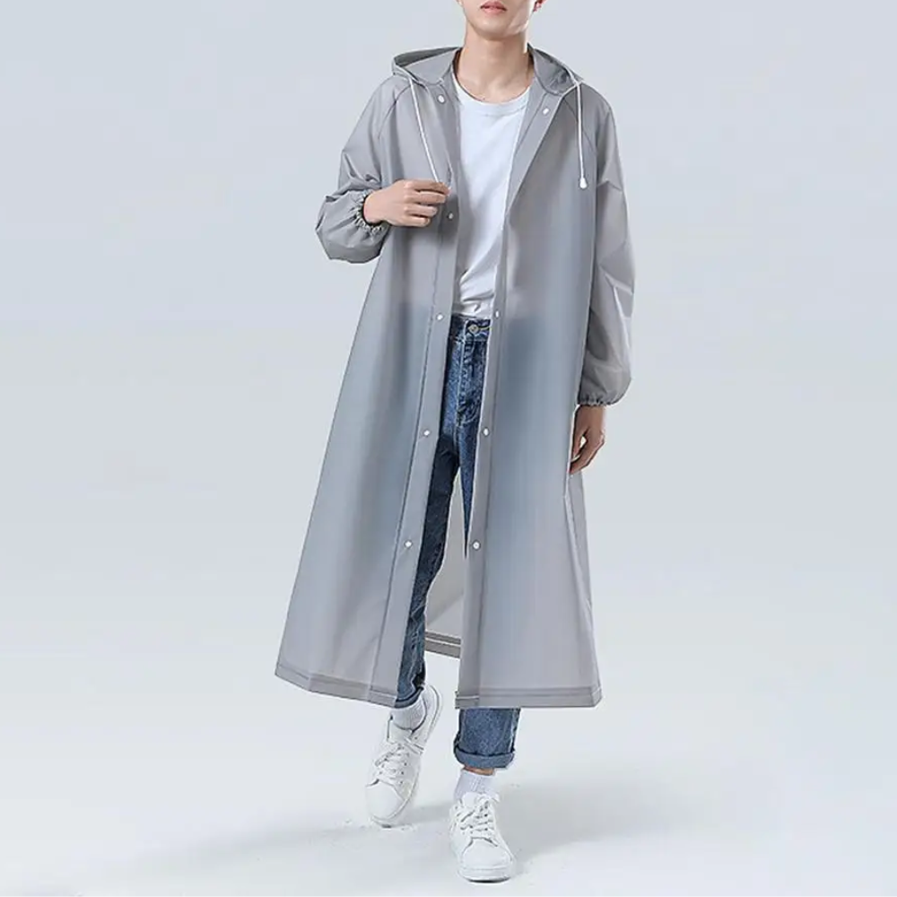 Veste de pluie longue transparente pour femmes avec capuche