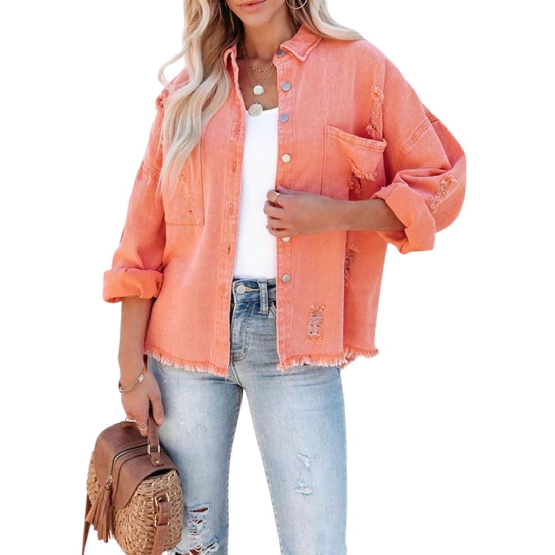 Shareena - Veste en jean déchirée