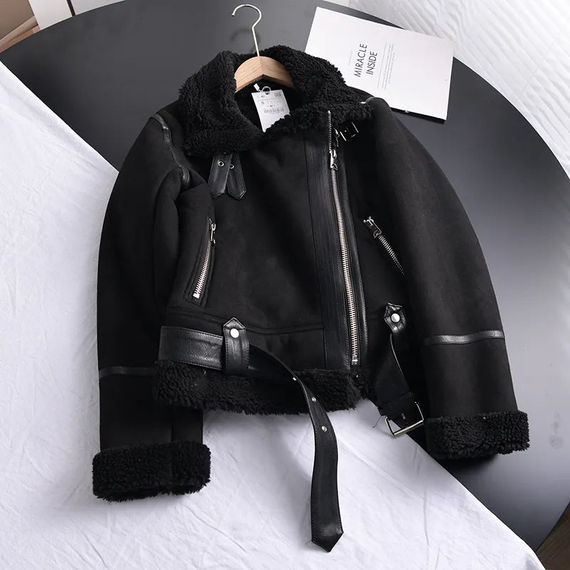 Manteau d'hiver Olivia Suede - Chaud et élégant
