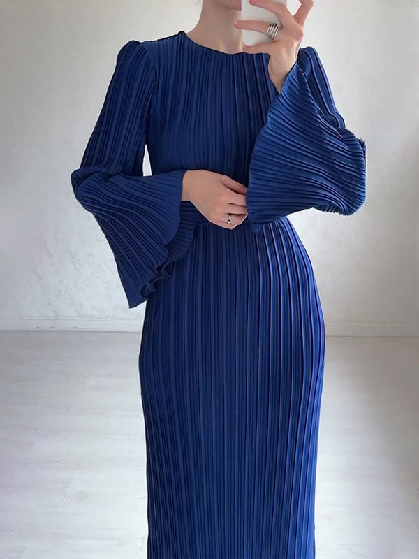 Robe maxi à manches évasées et plis - Élégance et fluidité - Projet Paris