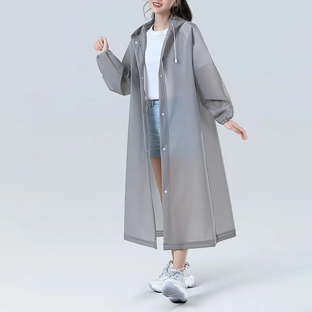 Veste de pluie longue transparente pour femmes avec capuche
