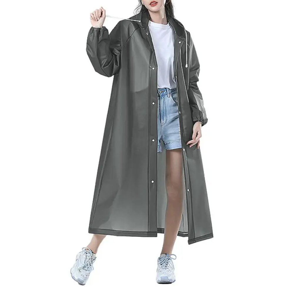 Veste de pluie longue transparente pour femmes avec capuche