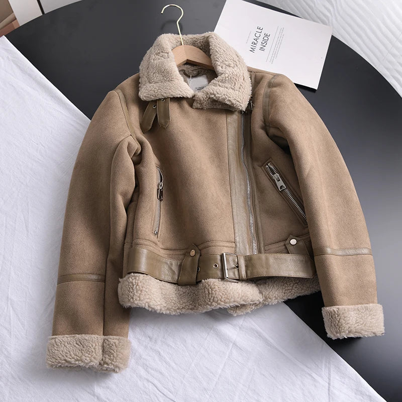 Manteau d'hiver Olivia Suede - Chaud et élégant