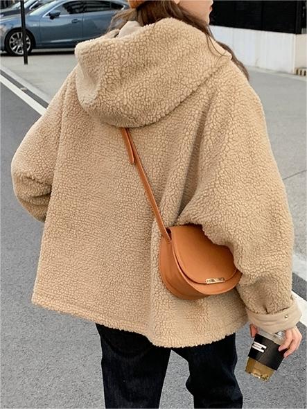 Elégant manteau oversized avec capuche épaisse pour femmes