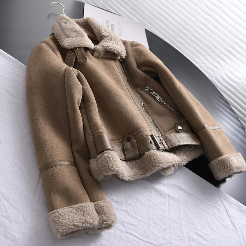 Manteau d'hiver Olivia Suede - Chaud et élégant