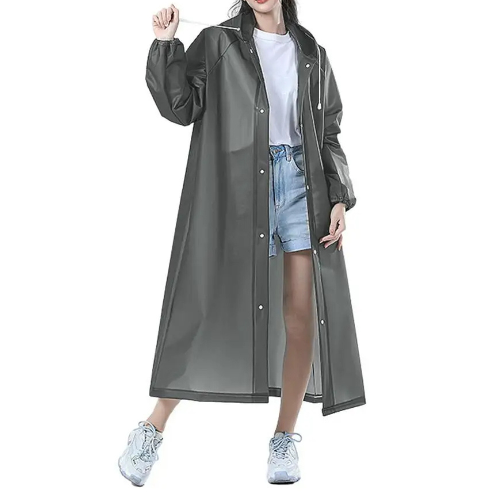 Veste de pluie longue transparente pour femmes avec capuche