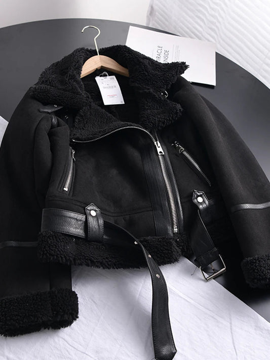 Manteau d'hiver Olivia Suede - Chaud et élégant