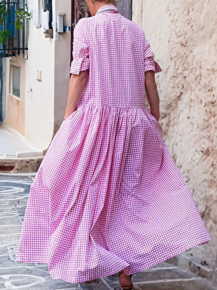 Robe longue patchwork à manches longues pour femmes - Design unique - Projet Paris