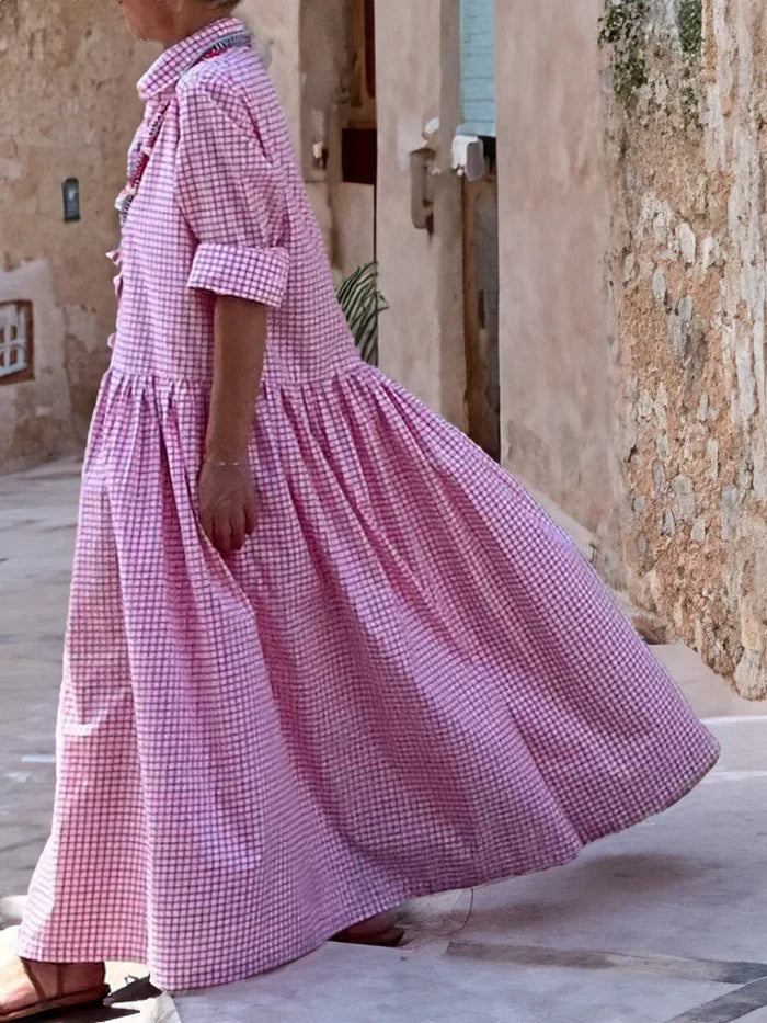 Robe longue patchwork à manches longues pour femmes - Design unique - Projet Paris