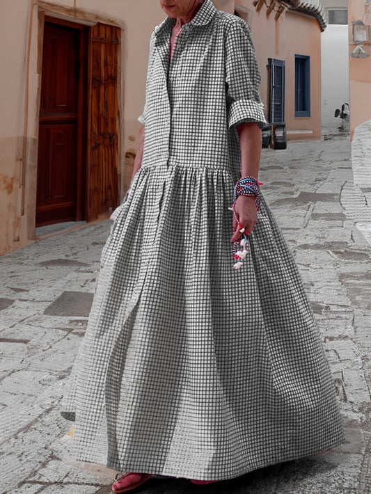 Robe longue patchwork à manches longues pour femmes - Design unique - Projet Paris