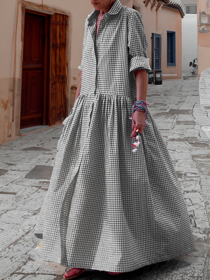 Robe longue patchwork à manches longues pour femmes - Design unique - Projet Paris