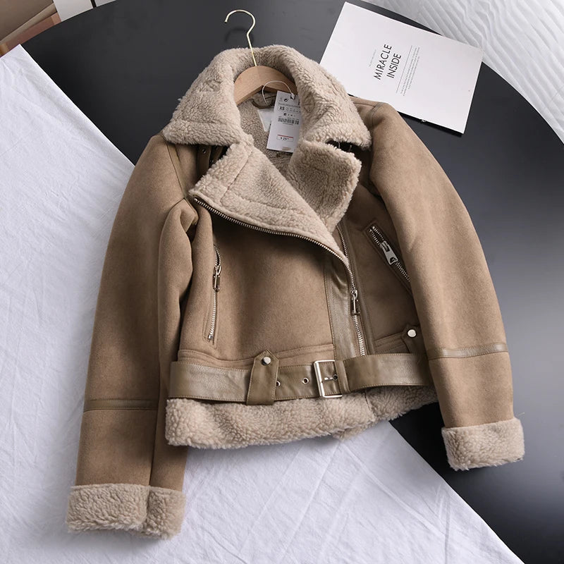 Manteau d'hiver Olivia Suede - Chaud et élégant