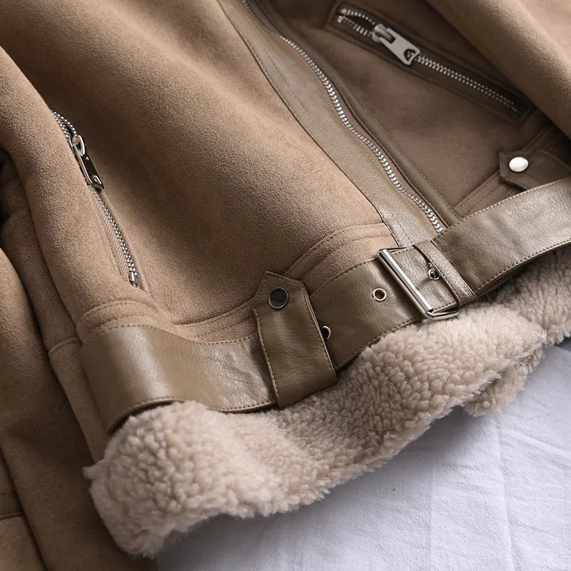 Manteau d'hiver Olivia Suede - Chaud et élégant