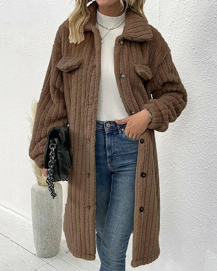 Aurora - manteau d'hiver confortable en peluche à simple boutonnage