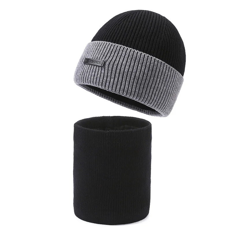 Simon - Ensemble de bonnets en laine avec bonnet et écharpe en tricot