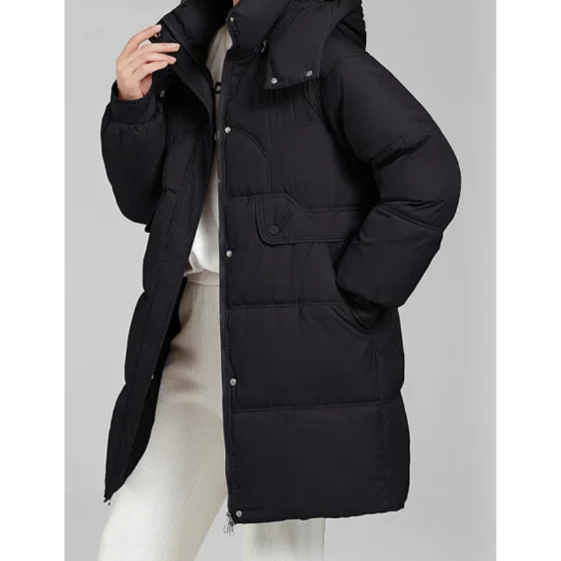 Quitara | Manteau d’Hiver Femme Matelassé avec Capuche Amovible et Fermeture Éclair