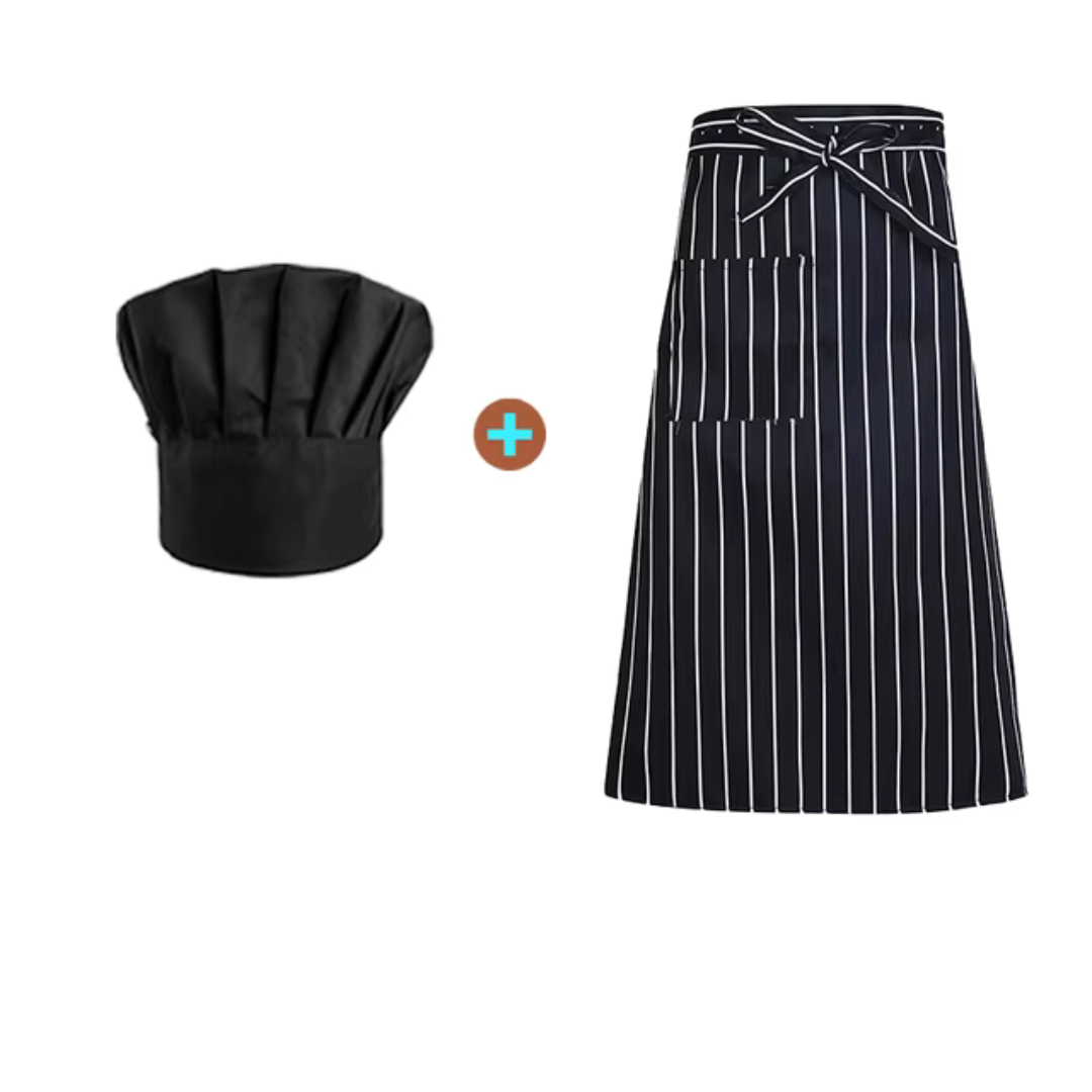 Marco - Tablier de Chef Unisexe avec Chapeau - Vêtement Culinaire