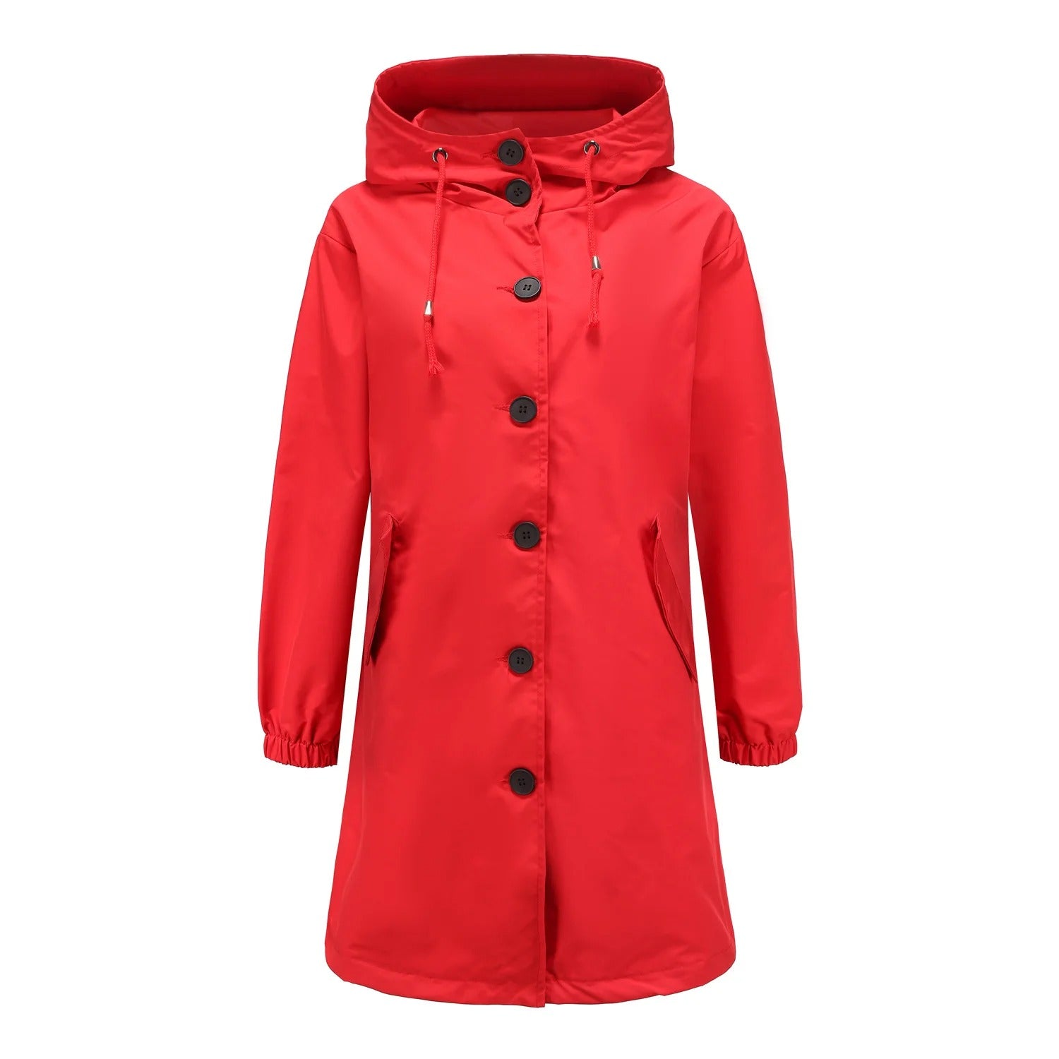 Veste de pluie pour femmes avec capuchon et fermeture à boutons