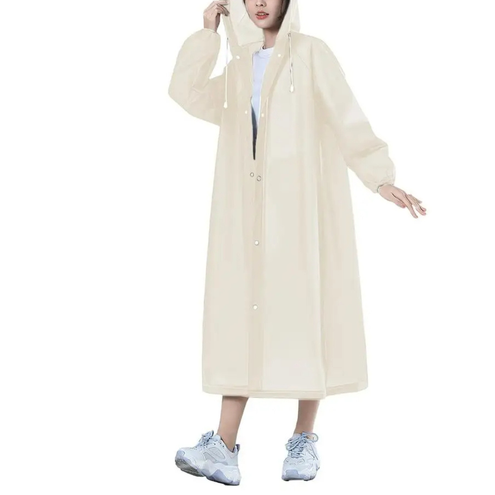 Veste de pluie longue transparente pour femmes avec capuche
