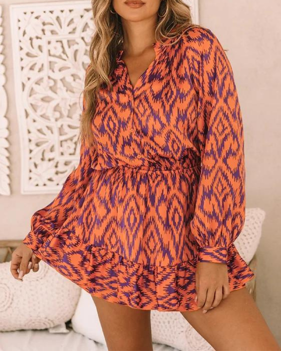 Robe midi rétro Aztec Glam - Projet Paris - Élégance intemporelle
