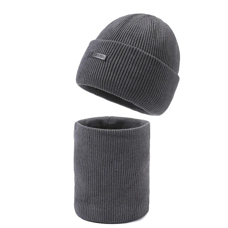 Simon - Ensemble de bonnets en laine avec bonnet et écharpe en tricot