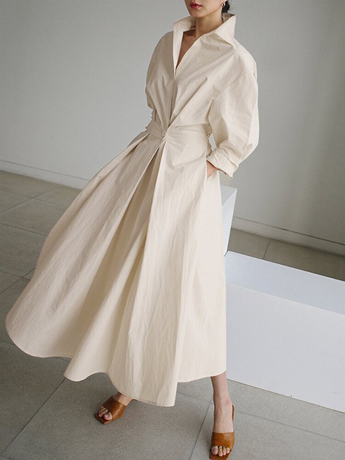 Robe maxi à manches longues avec boutons – Élégante et décontractée – Projet Paris – Idéale pour l'été