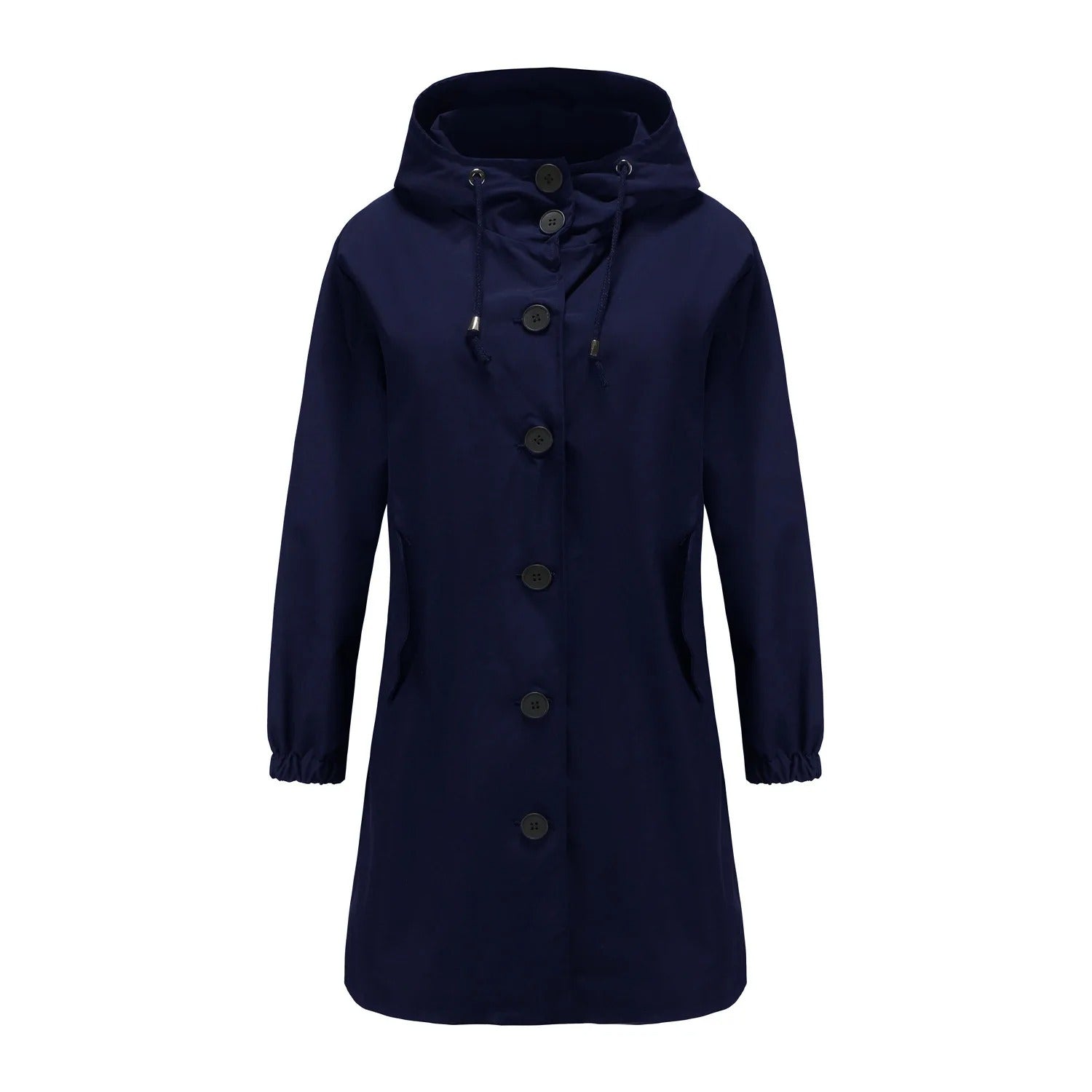 Veste de pluie pour femmes avec capuchon et fermeture à boutons
