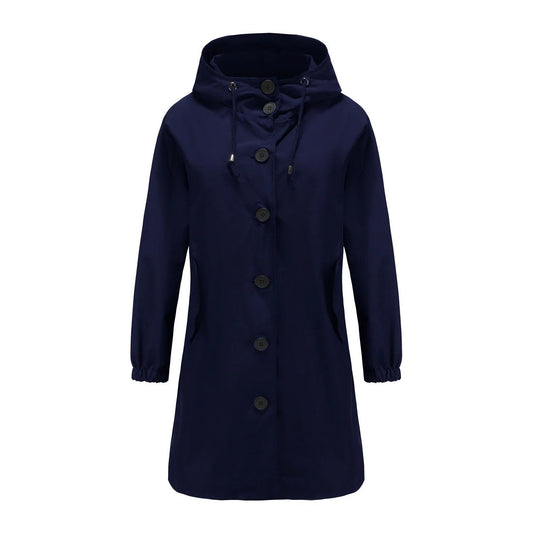 Veste de pluie pour femmes avec capuchon et fermeture à boutons