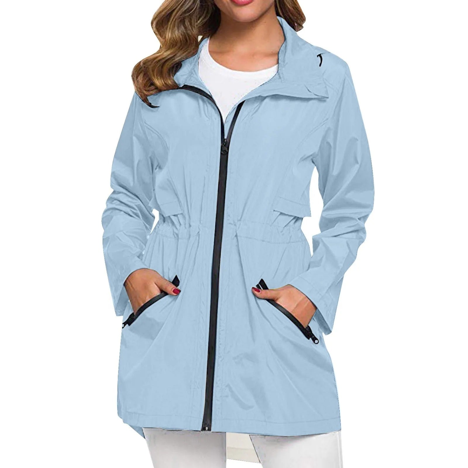 Mackintosh pour femme avec col roulé et fermeture à glissière