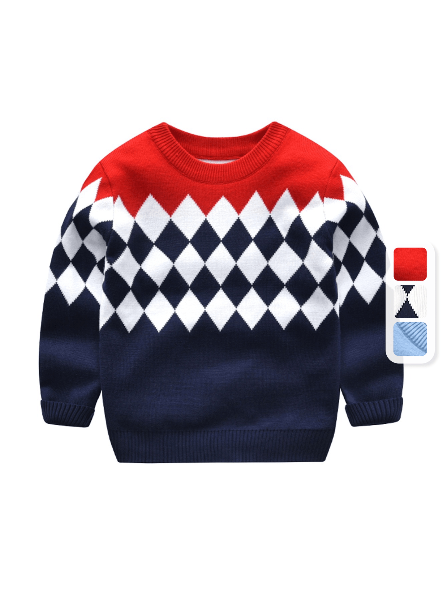Pull décontracté tricoté à motif géométrique pour garçons