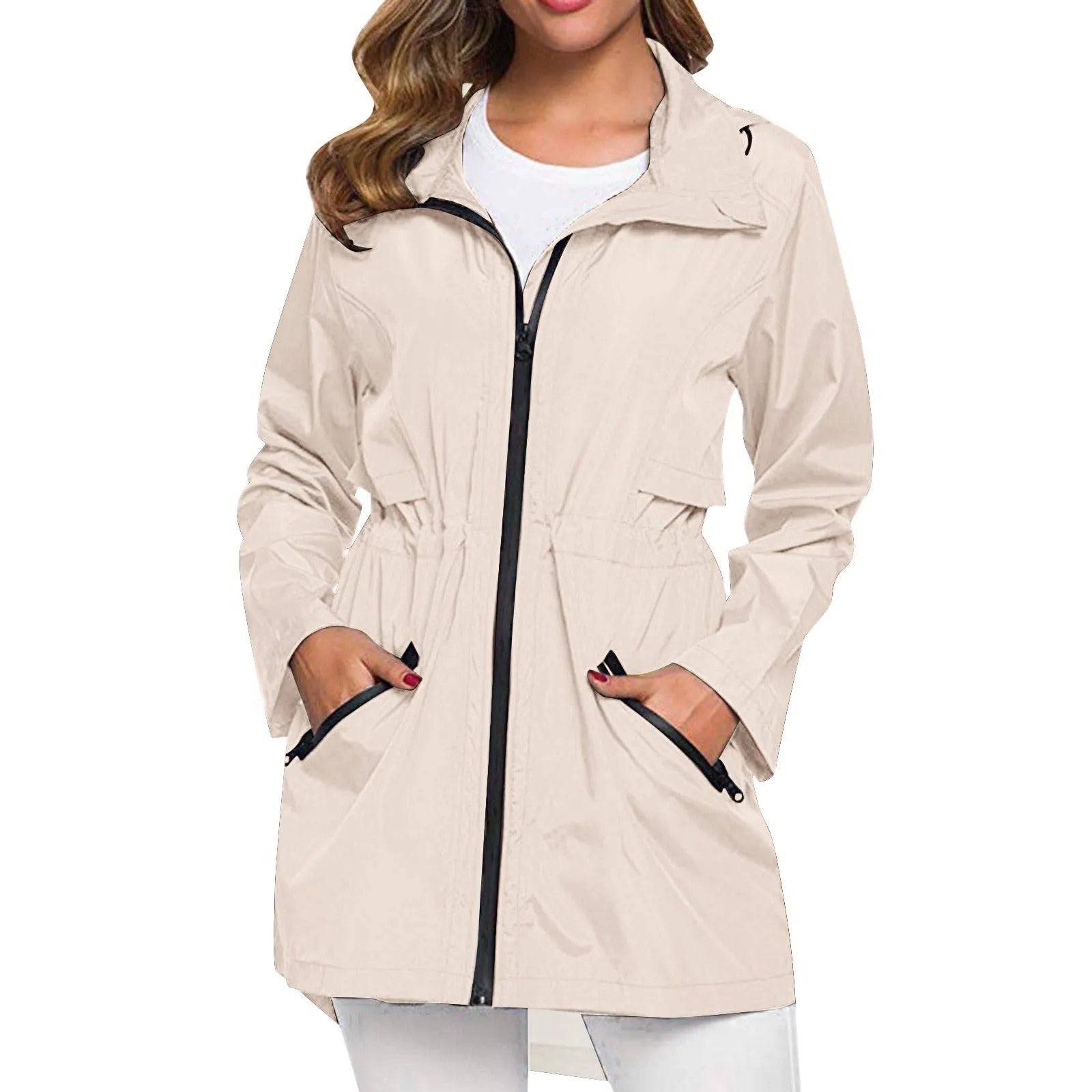 Mackintosh pour femme avec col roulé et fermeture à glissière