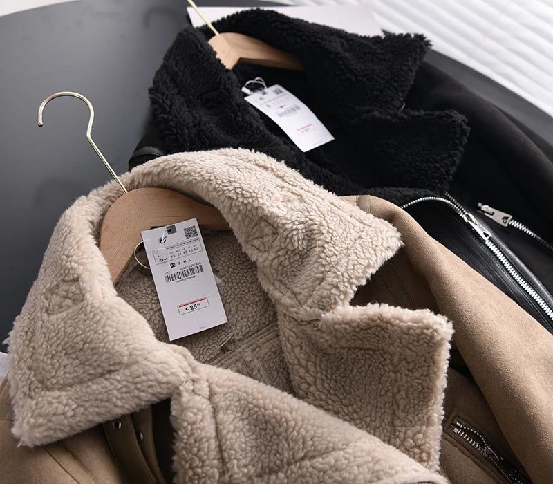 Manteau d'hiver Olivia Suede - Chaud et élégant