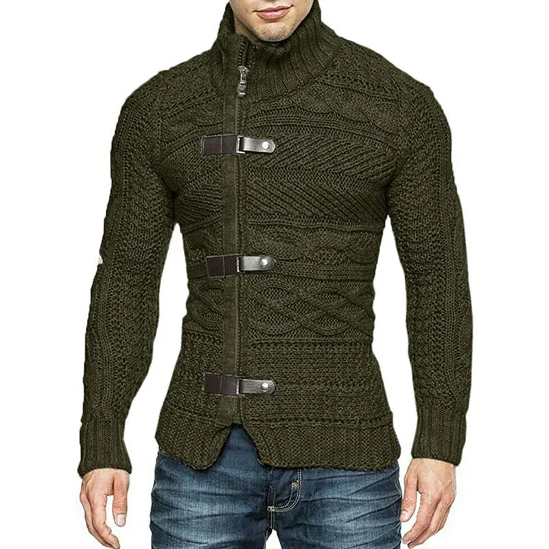 Gilet urbain Boaz - Cardigan en maille avec détails en cuir