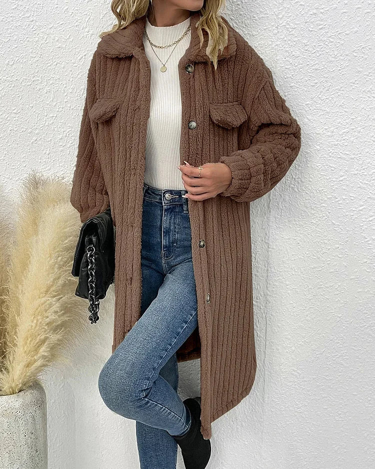 Aurora - manteau d'hiver confortable en peluche à simple boutonnage