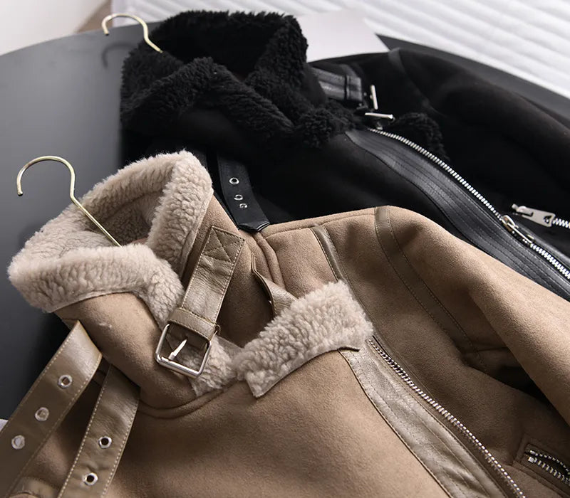 Manteau d'hiver Olivia Suede - Chaud et élégant